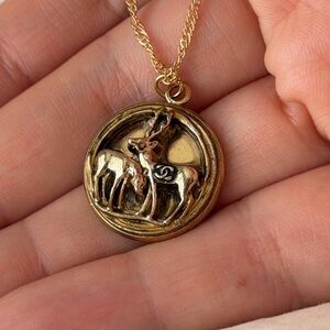 Rare Gold Deer Chanel Pendant Necklace